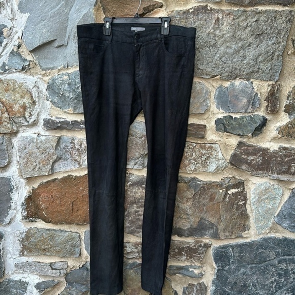 Vince Suede/waxed leather Stretch Panel Skinny Leggings/pant, Size 12